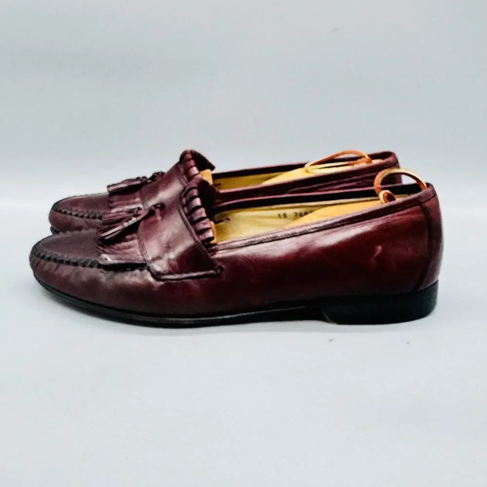 Johnston & Murphy Shoes Mens 11 Red Leather Kiltie Tassel Loafers Dress Casual